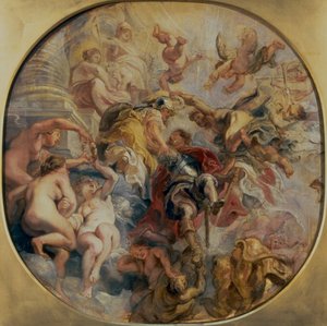 Minerva en Mercurius Leiden de Hertog van Buckingham (1592-1628) naar de Tempel van Deugd, voor 1625